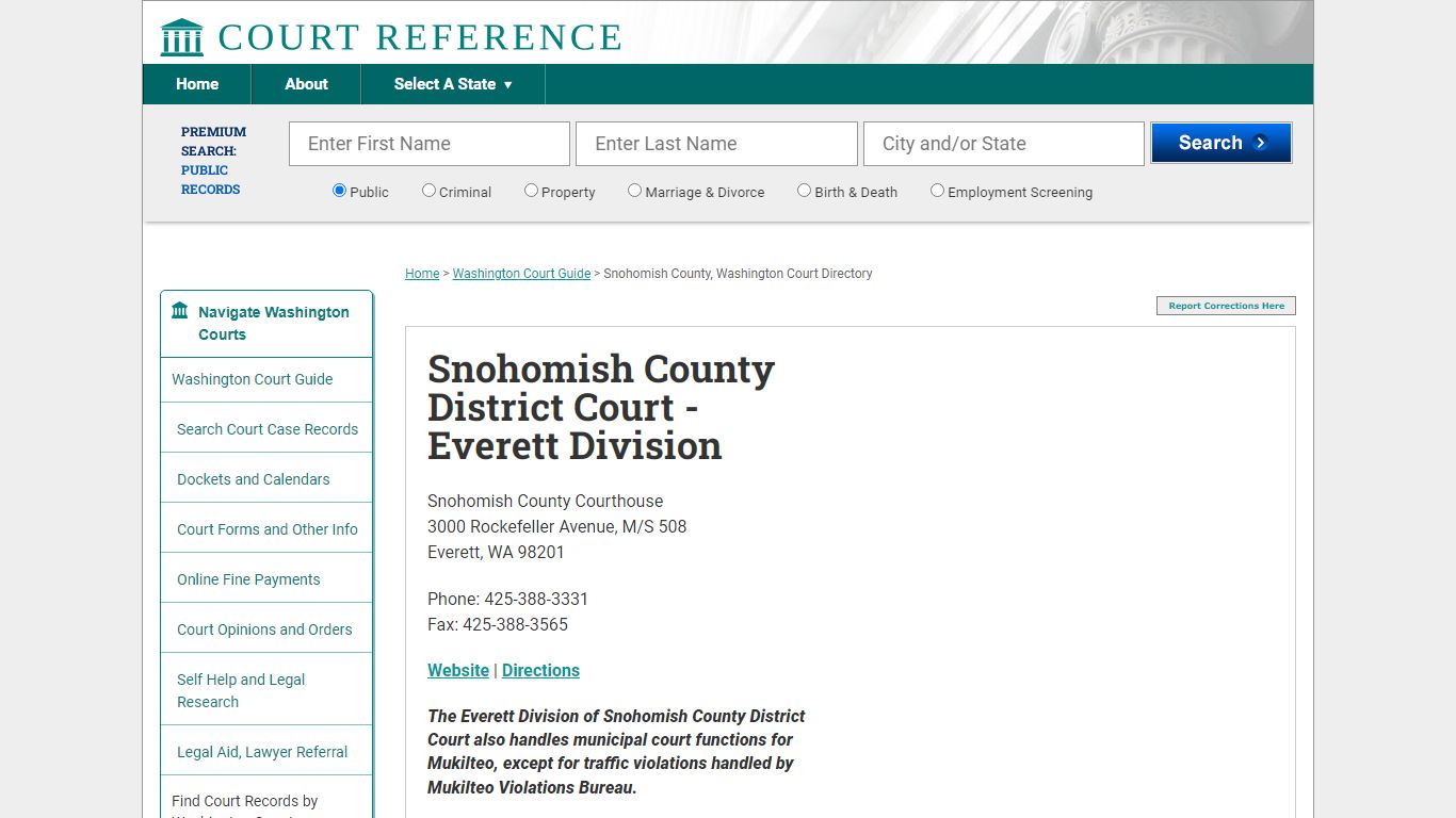 Snohomish County District Court - Everett Division - CourtReference.com