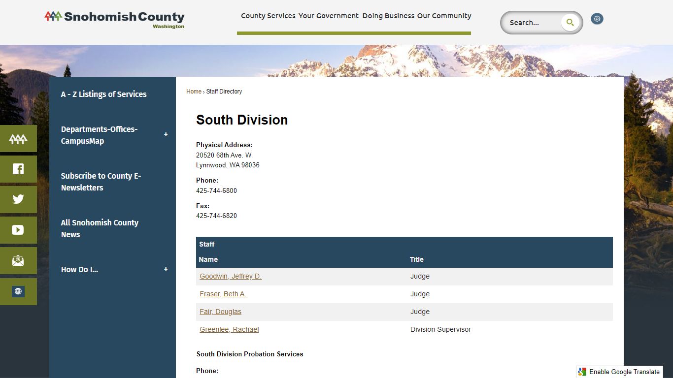 Staff Directory • Snohomish County, WA • CivicEngage